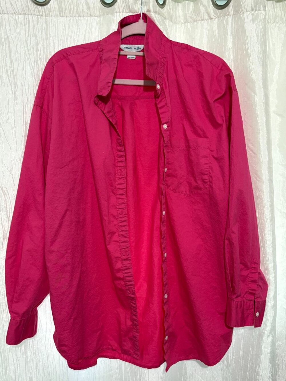 Old Navy Oversized Boyfriend Button-Down Shirt. Hot Pink. Size Large Tall